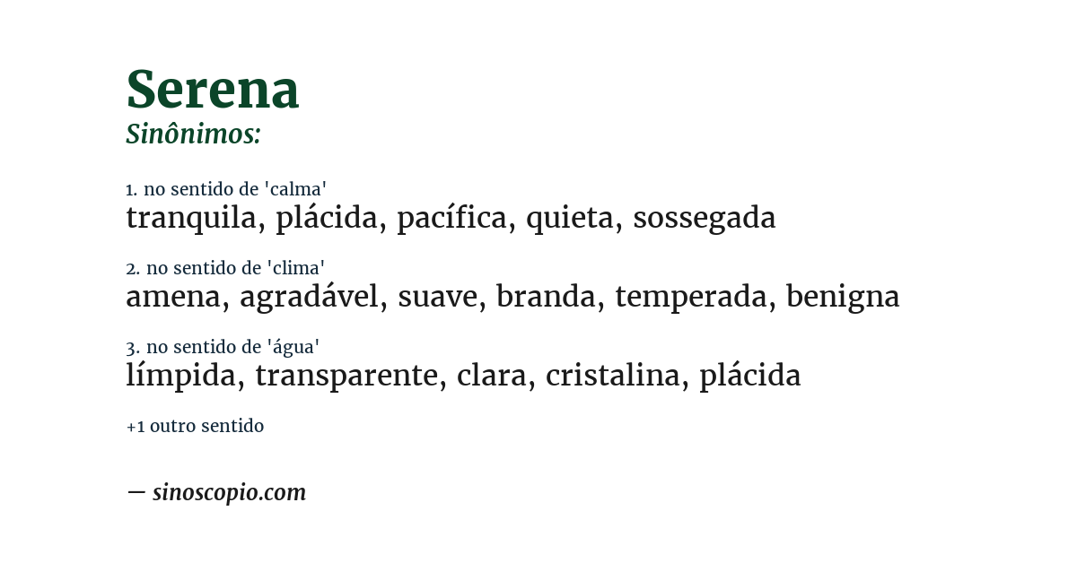 Sinônimo de serena