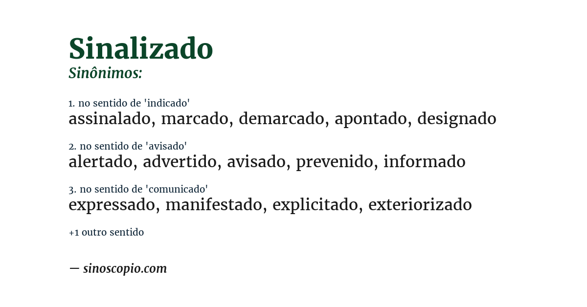 Sinônimo de sinalizado