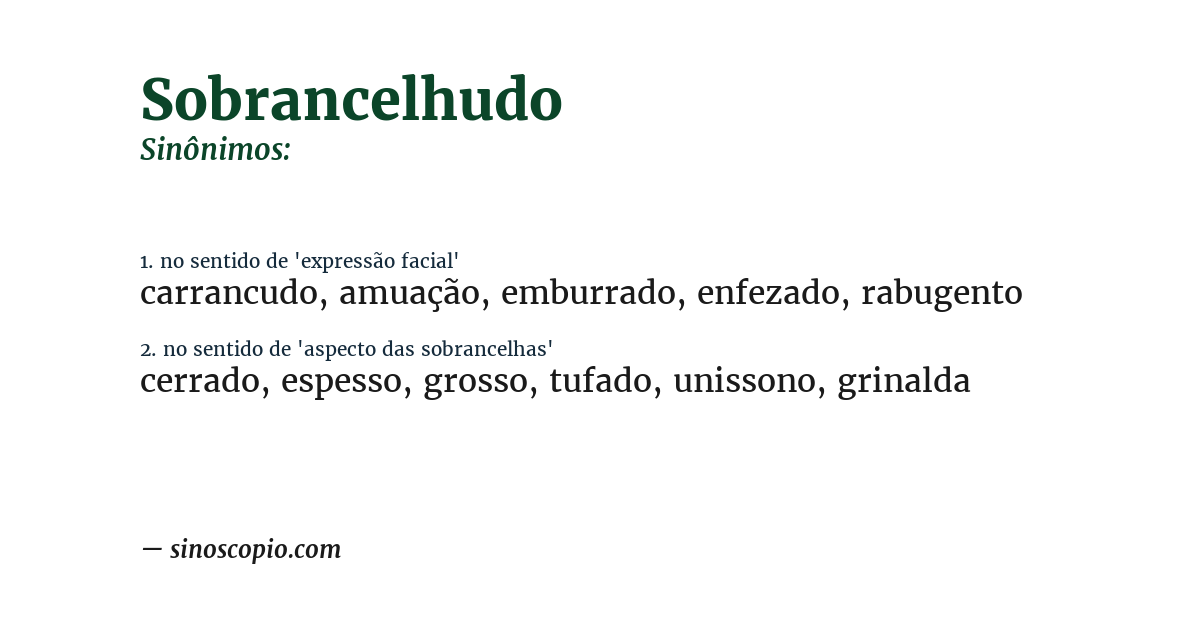 Sinônimo de sobrancelhudo