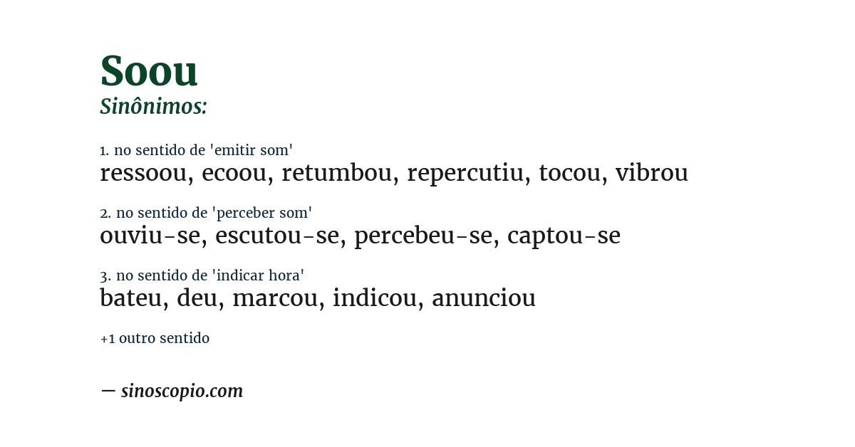 Sinônimo de soou