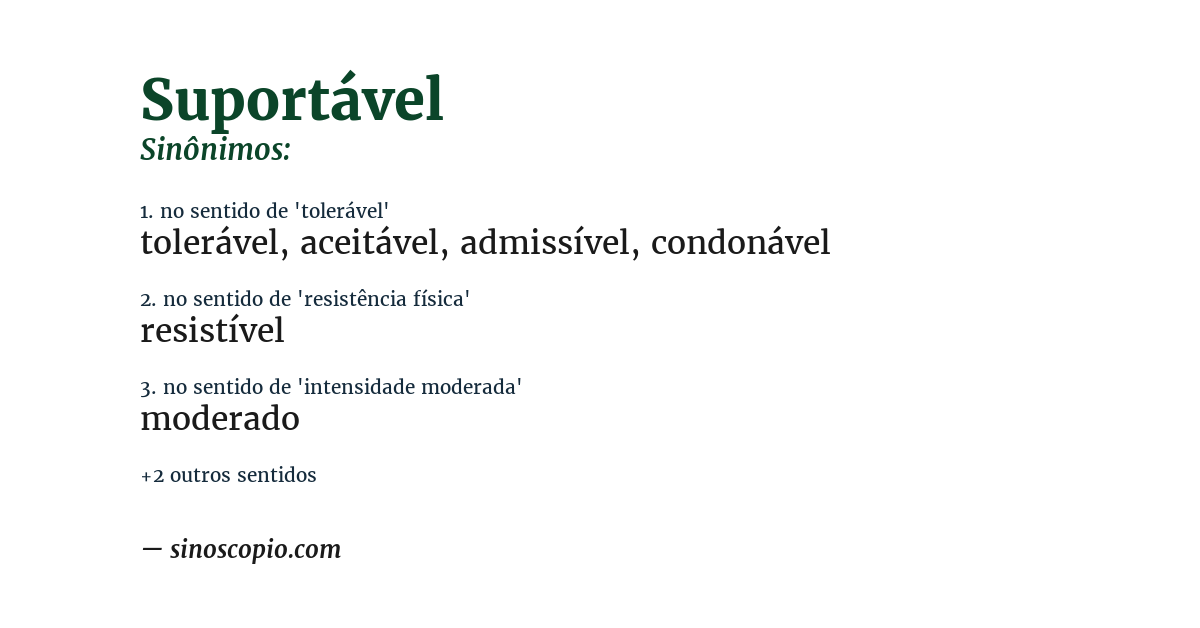 Sinônimo de suportável