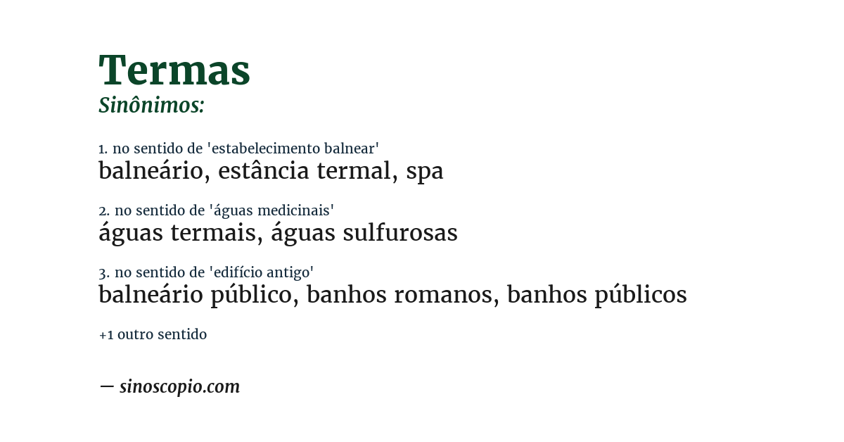 Sinônimo de termas