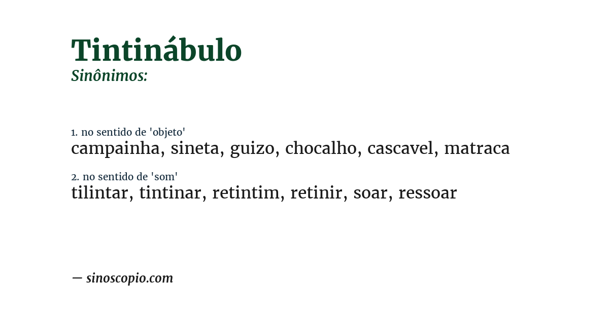 Sinônimo de tintinábulo