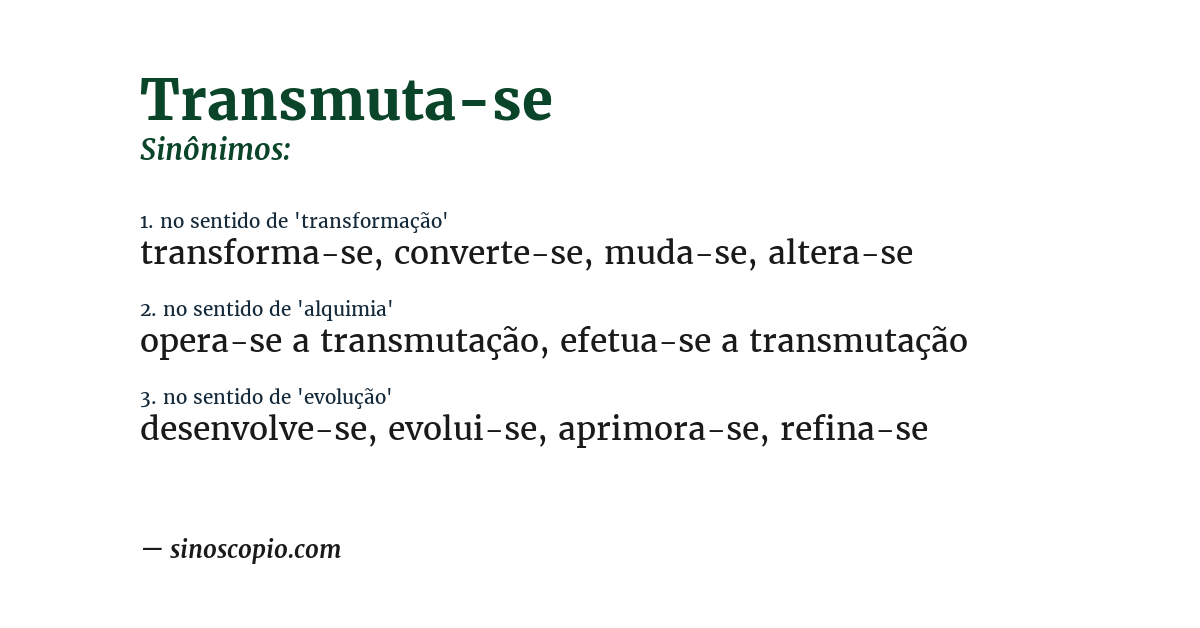 Sinônimo de transmuta-se