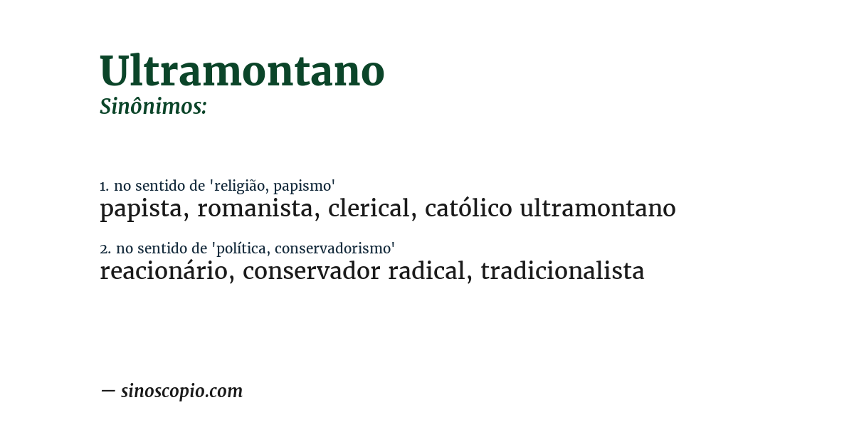 Sinônimo de ultramontano