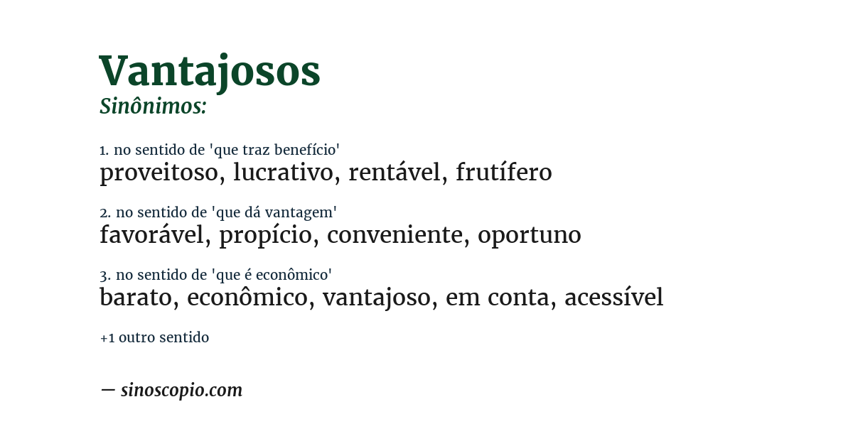 Sinônimo de vantajosos