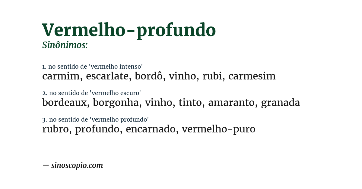Sinônimo de vermelho-profundo