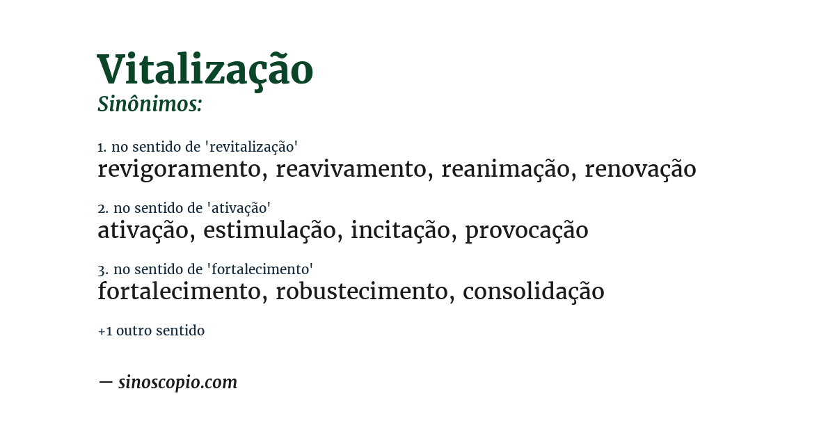 Sinônimo de vitalização