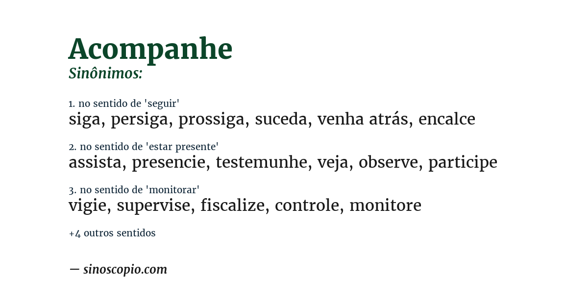 Sinônimo de acompanhe