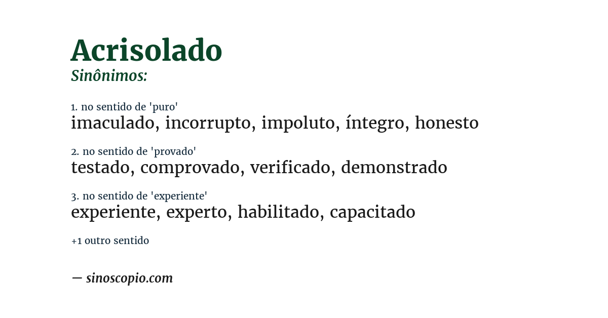 Sinônimo de acrisolado