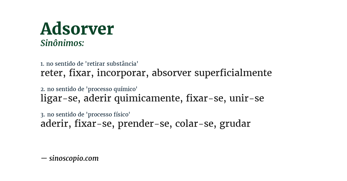 Sinônimo de adsorver