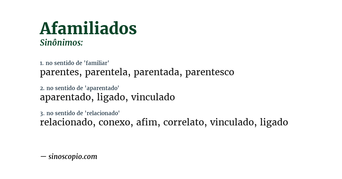 Sinônimo de afamiliados