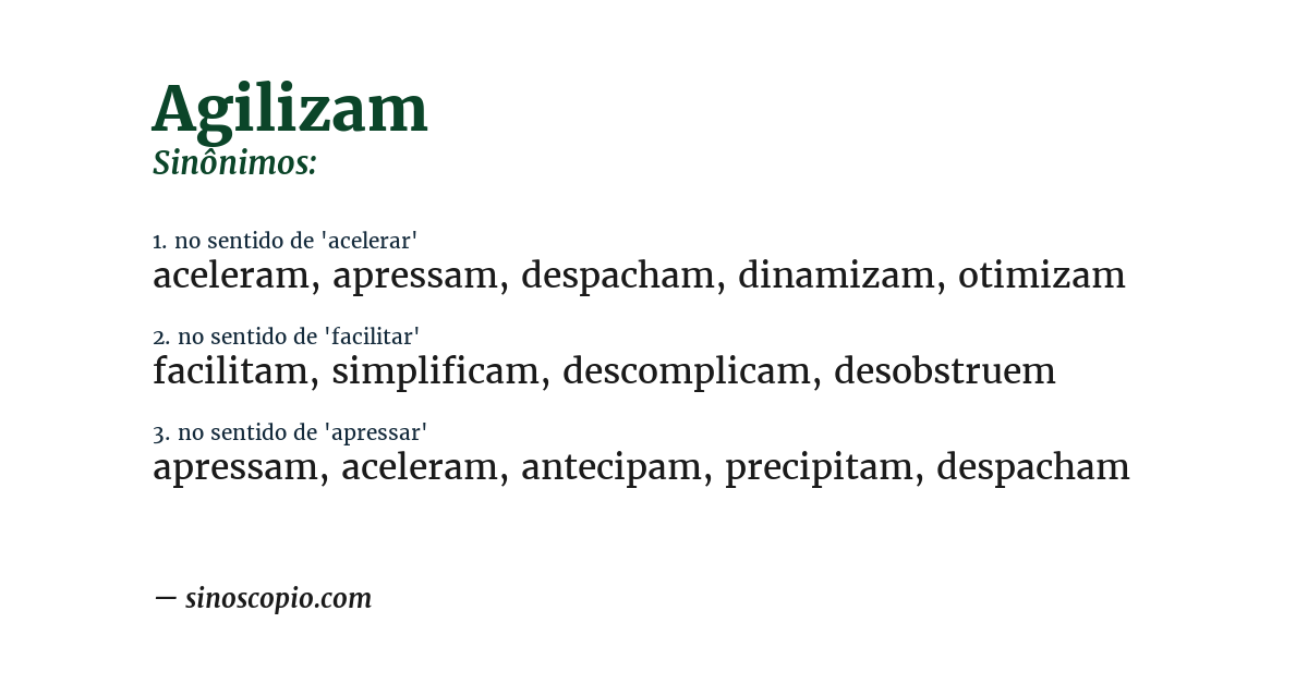 Sinônimo de agilizam