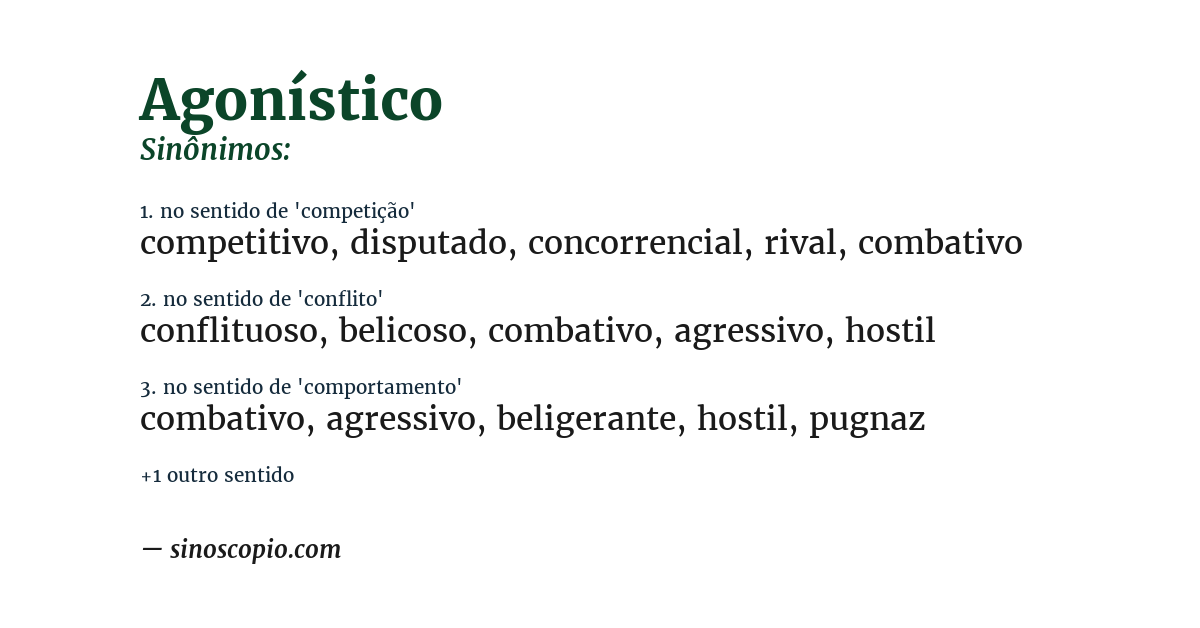 Sinônimo de agonístico