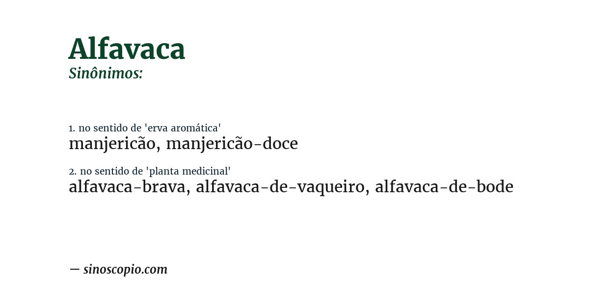 Sinônimo de alfavaca