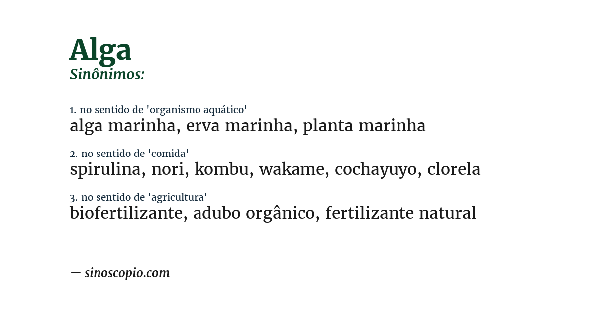Sinônimo de alga