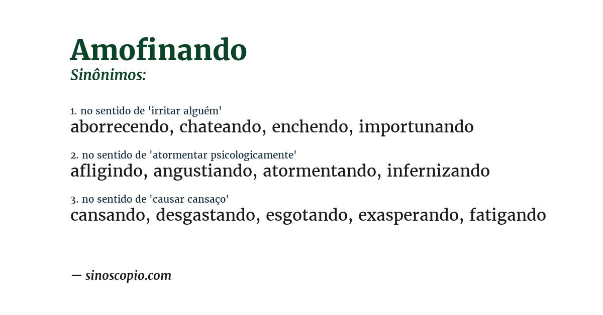 Sinônimo de amofinando
