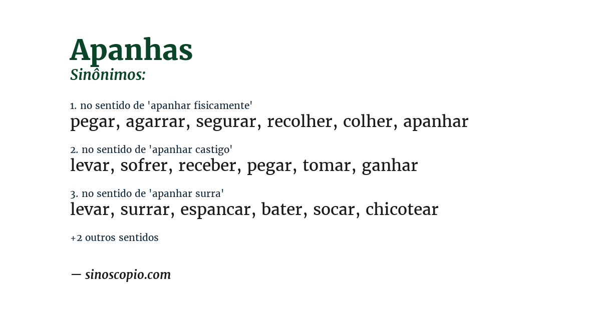Sinônimo de apanhas