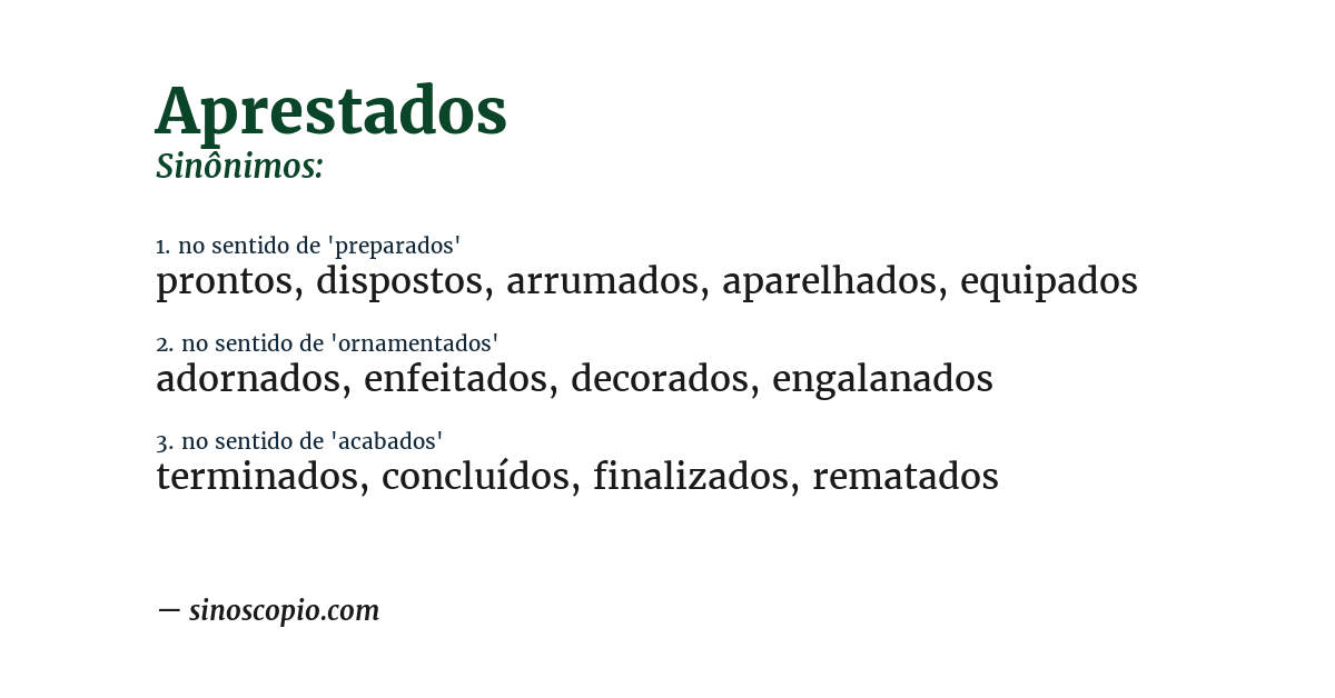 Sinônimo de aprestados