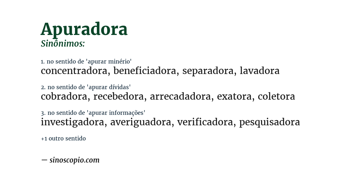Sinônimo de apuradora
