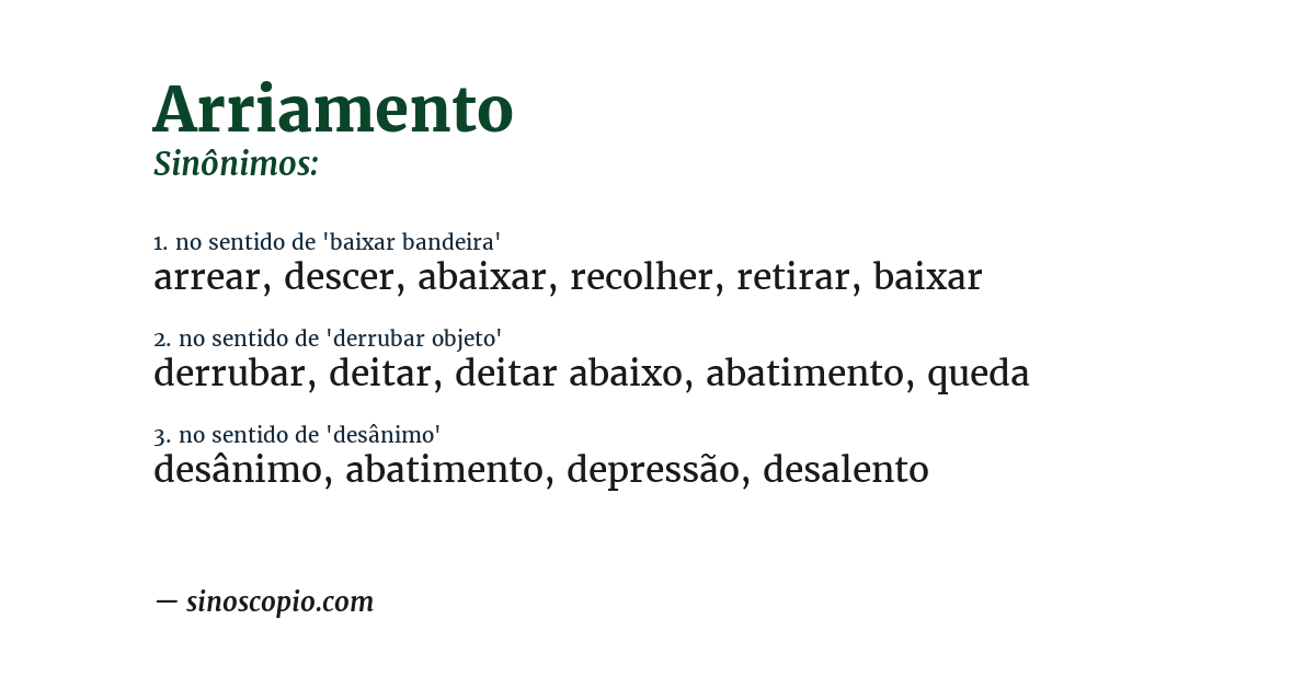 Sinônimo de arriamento