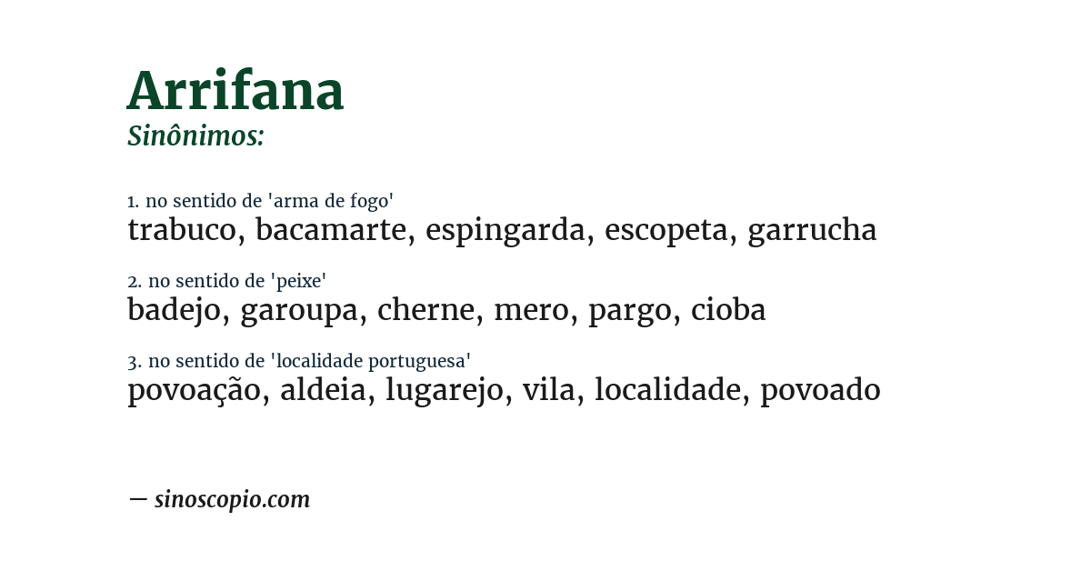 Sinônimo de arrifana