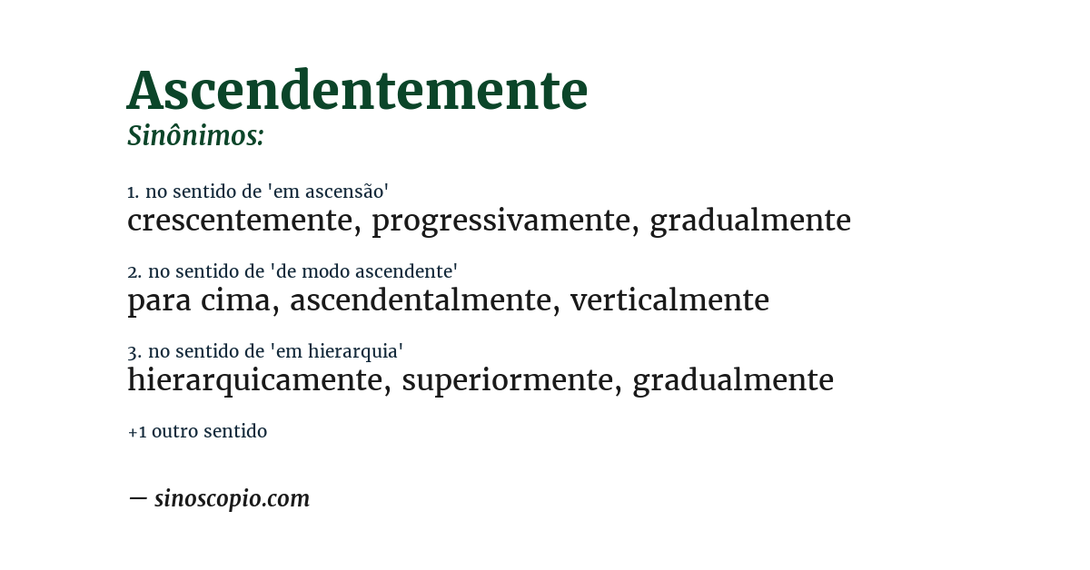 Sinônimo de ascendentemente