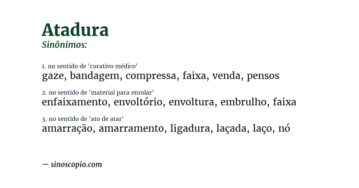 Sinônimo de atadura