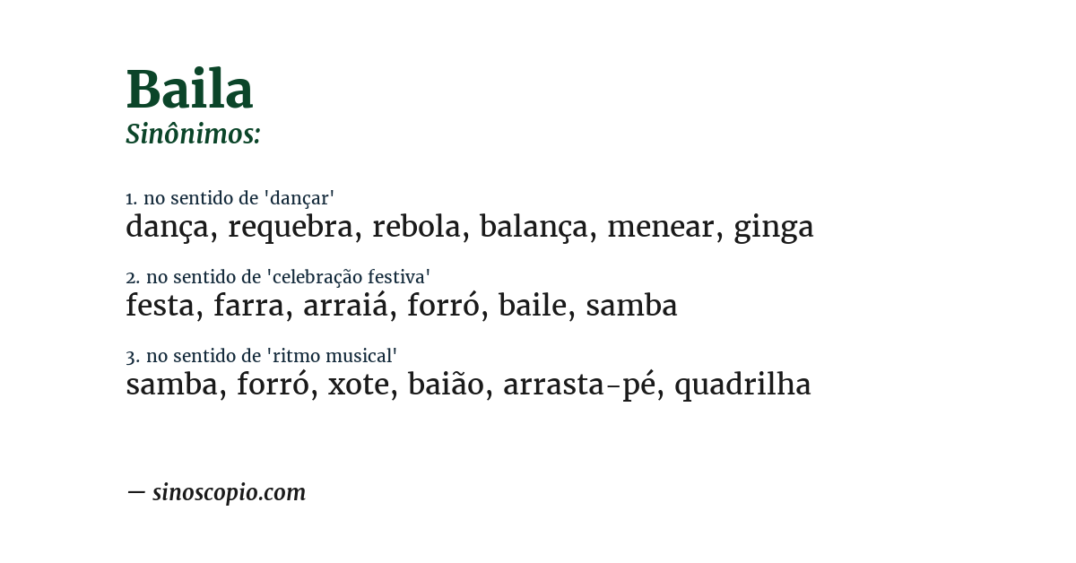 Sinônimo de baila