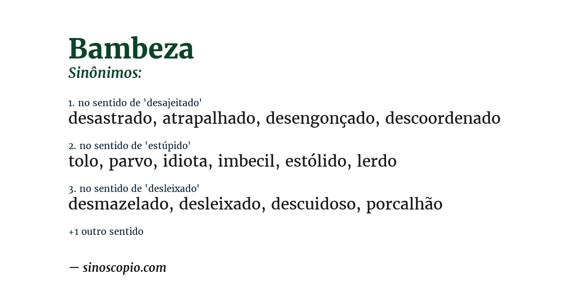 Sinônimo de bambeza