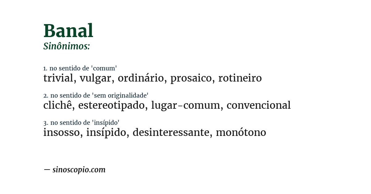 Sinônimo de banal