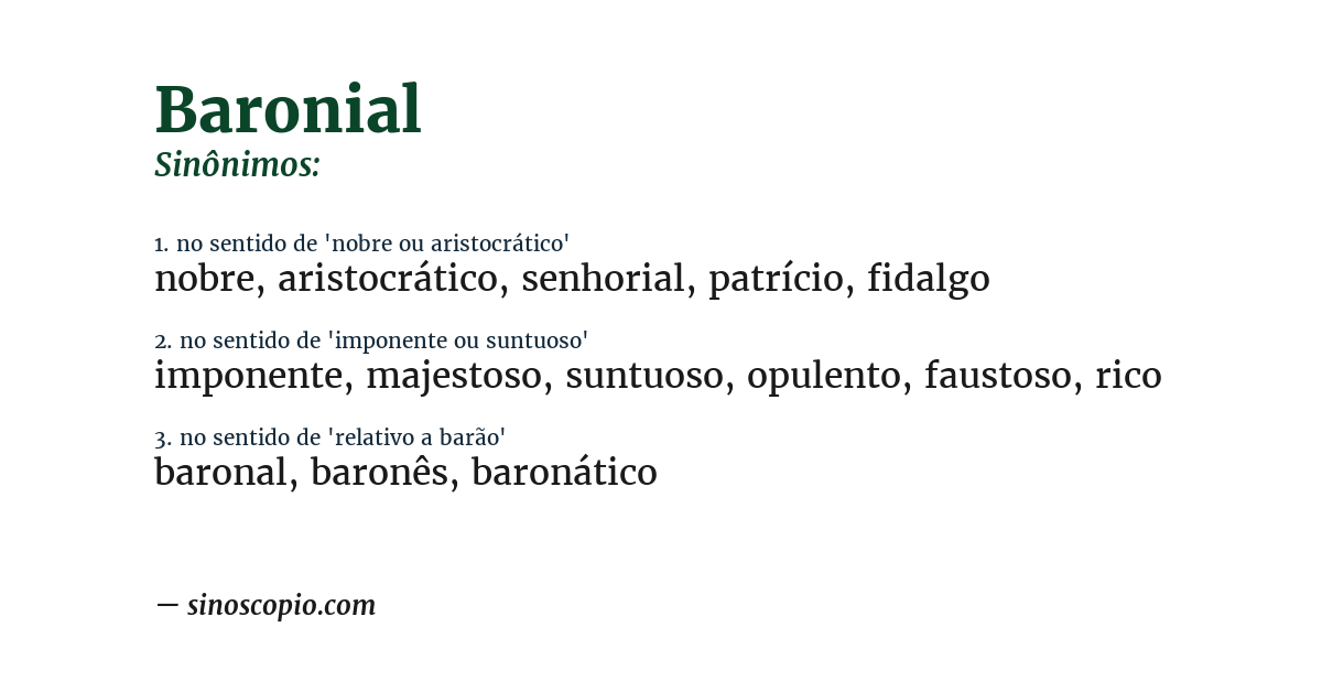 Sinônimo de baronial