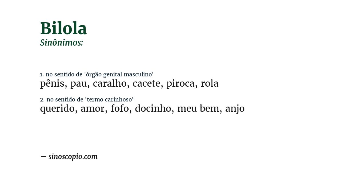 Sinônimo de bilola