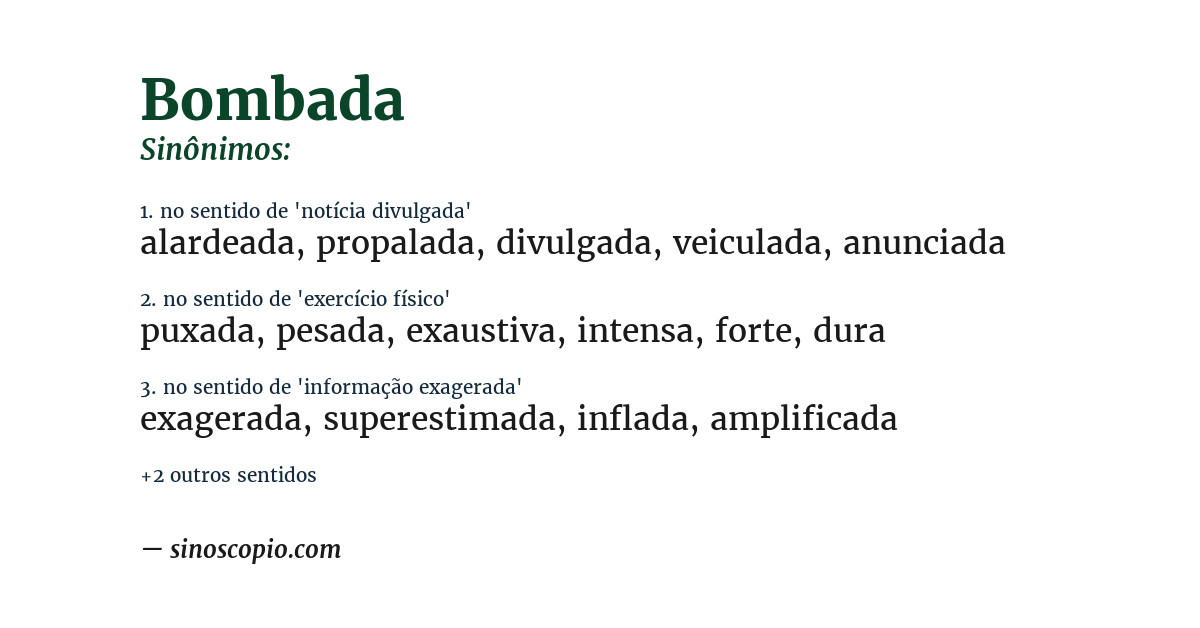 Sinônimo de bombada