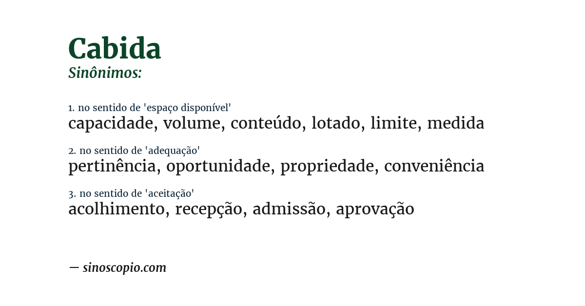 Sinônimo de cabida