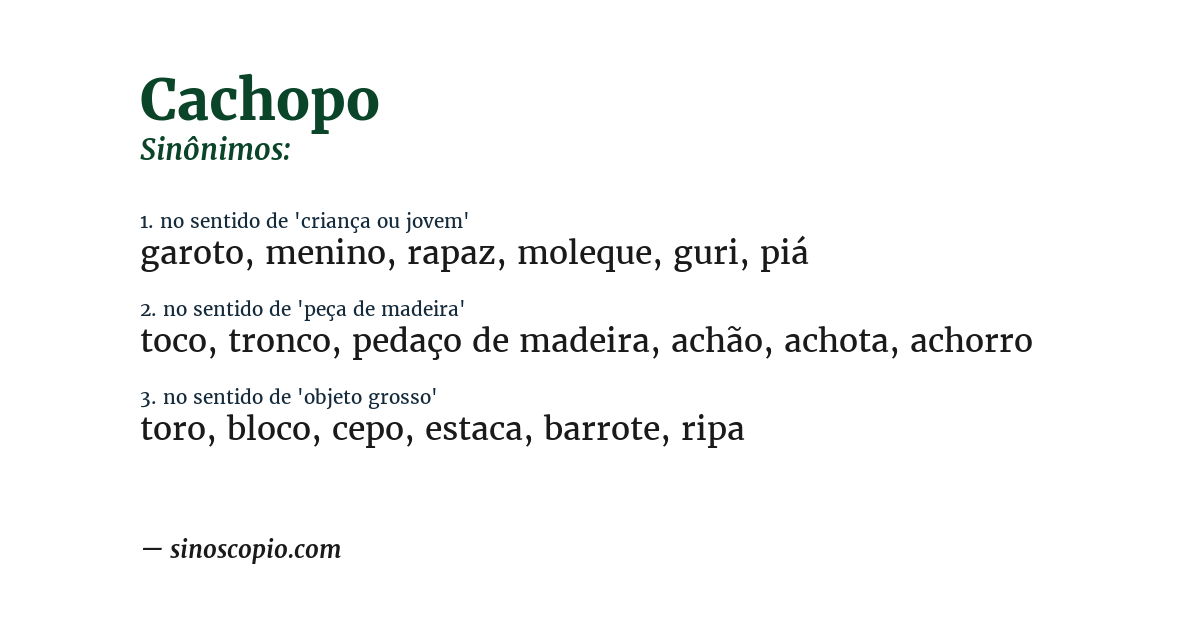 Sinônimo de cachopo