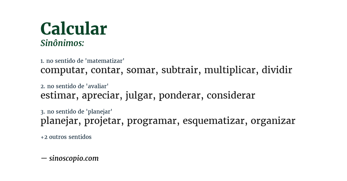 Sinônimo de calcular