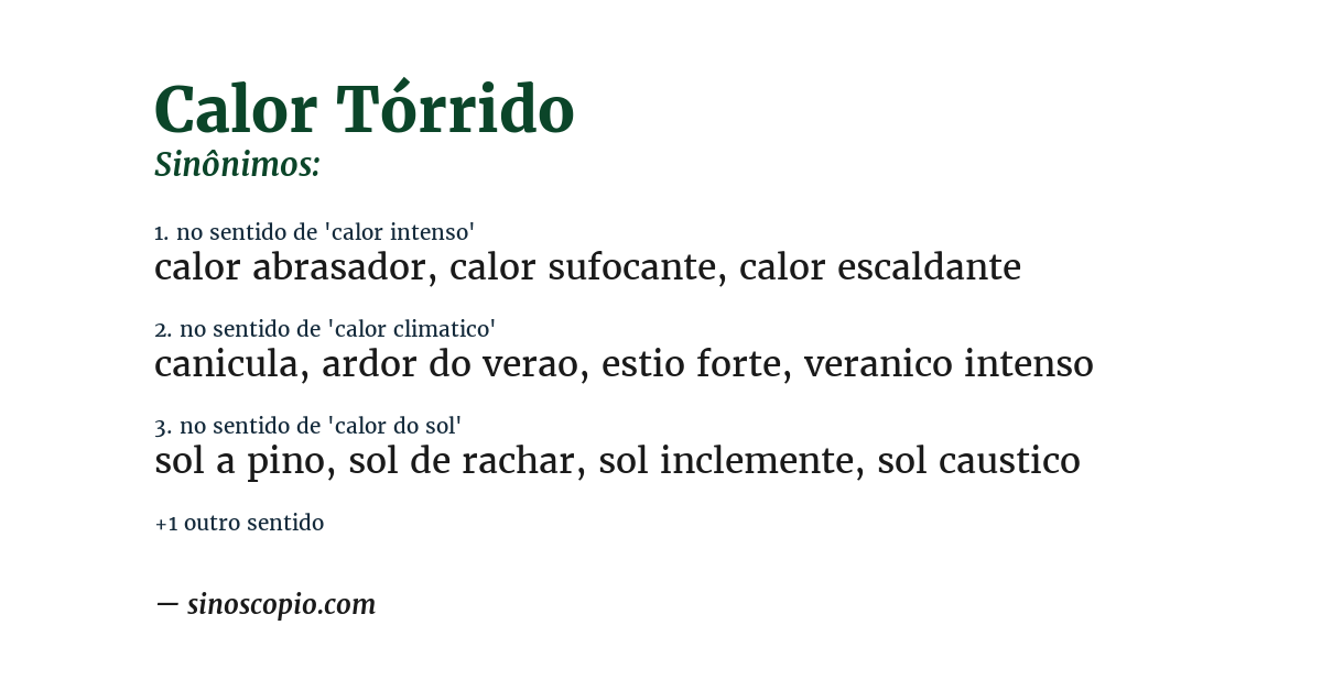 Sinônimo de calor tórrido