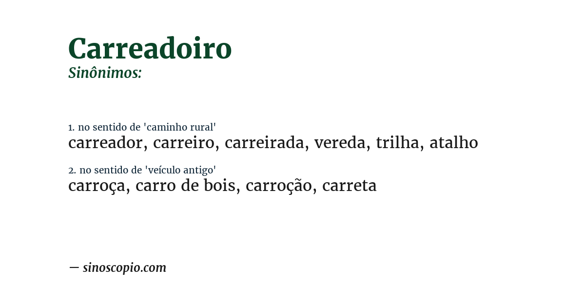 Sinônimo de carreadoiro