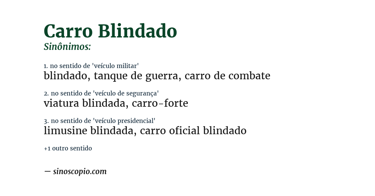 Sinônimo de carro blindado