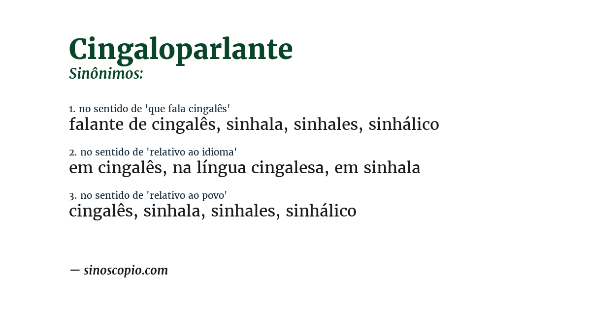 Sinônimo de cingaloparlante