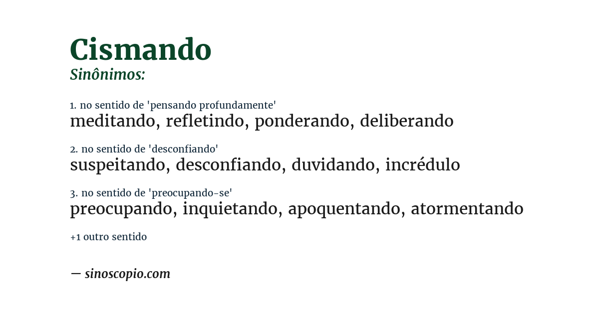Sinônimo de cismando