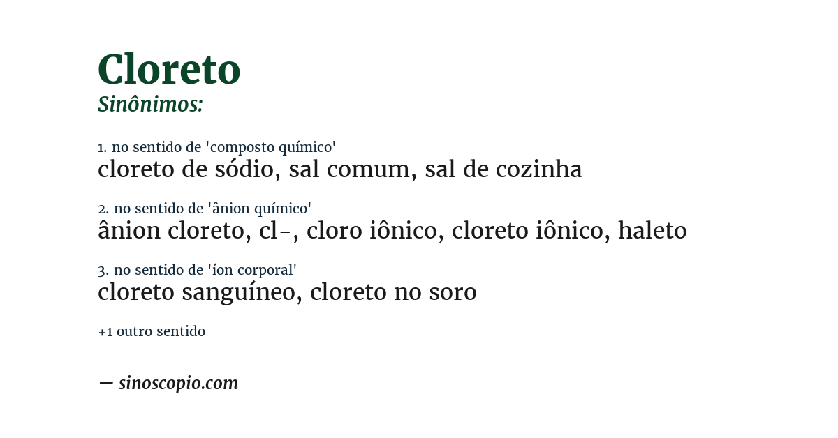 Sinônimo de cloreto