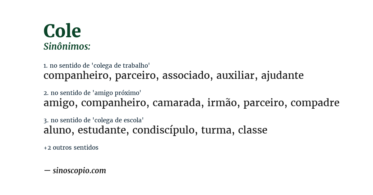 Sinônimo de cole
