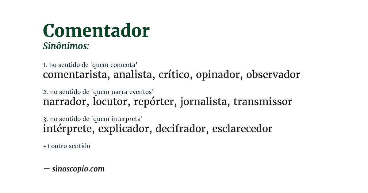 Sinônimo de comentador