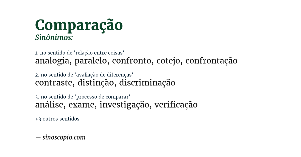 Sinônimo de comparação
