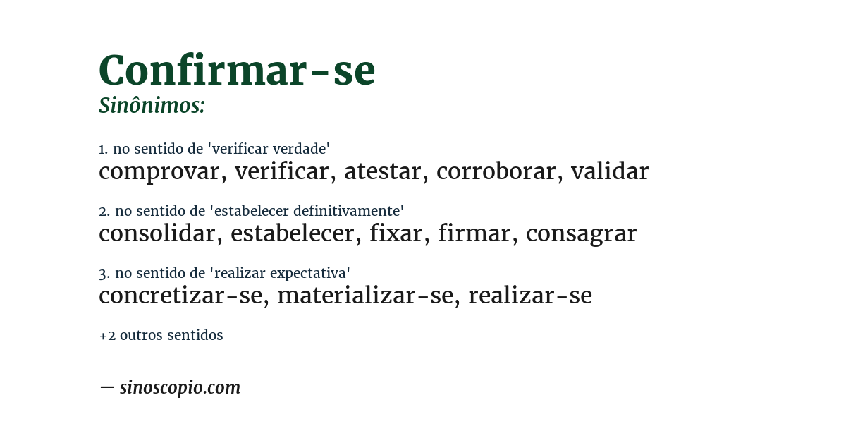 Sinônimo de confirmar-se