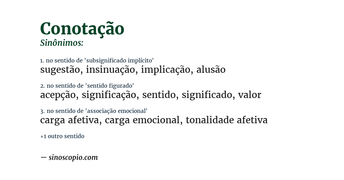 Sinônimo de conotação