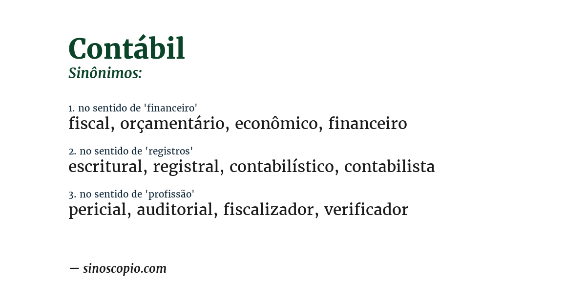Sinônimo de contábil