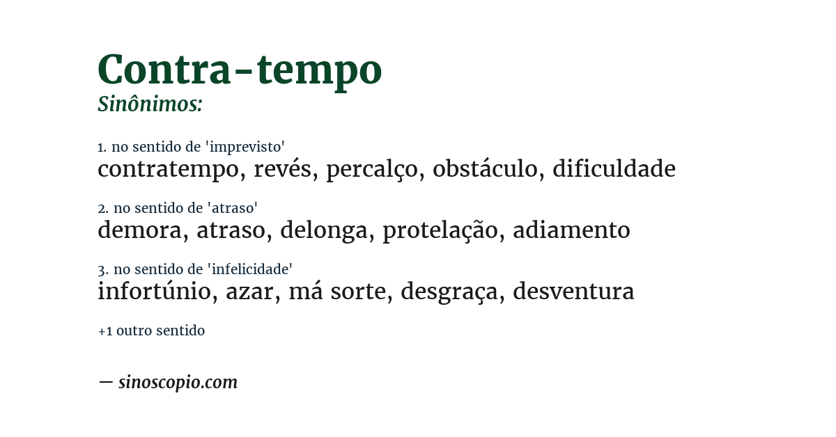 Sinônimo de contra-tempo